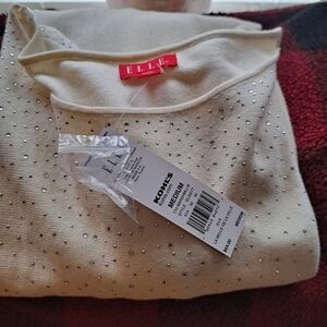 ELLE La Belle De La Ville SPARKLE SWEATER marshmallow SZ Med. NWT